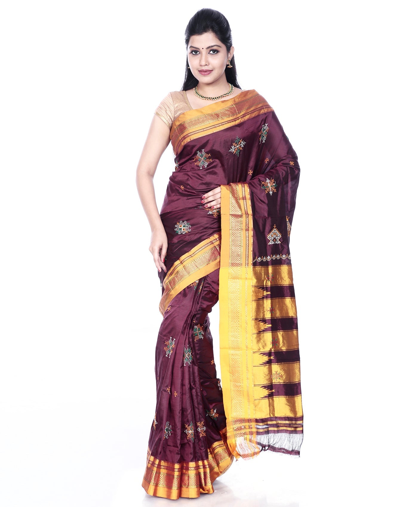 Dark Maroon Ilkal Saree